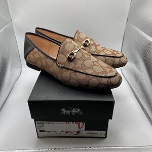 NWB Coach Haley Loafer brown logo size 8 women’s flat slip on loafer leather
